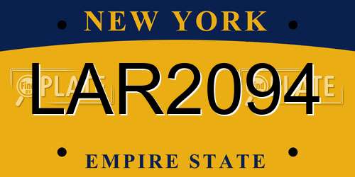 LAR2094 New York License Plate