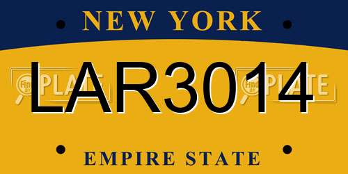 LAR3014 New York License Plate