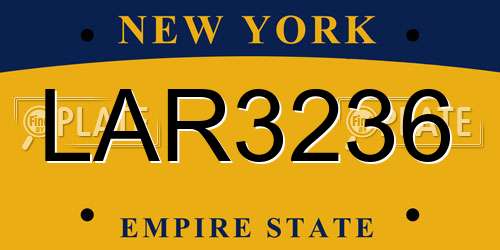LAR3236 New York License Plate