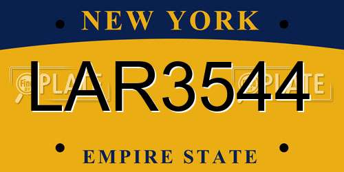 LAR3544 New York License Plate