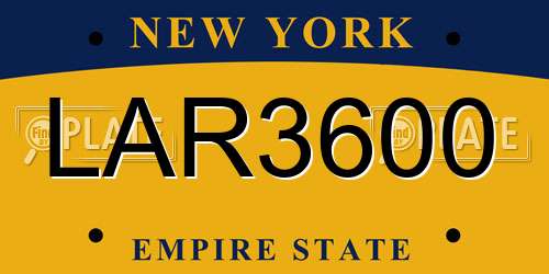LAR3600 New York License Plate