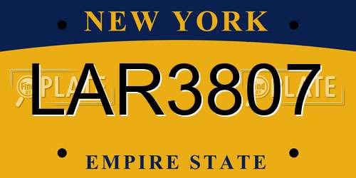 LAR3807 New York License Plate