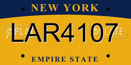 LAR4107 New York License Plate