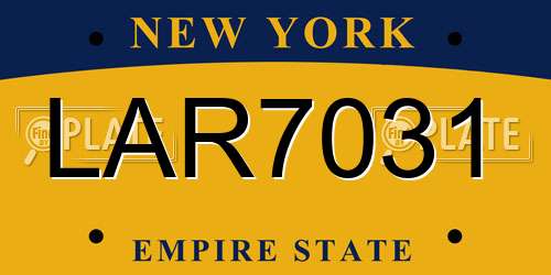 LAR7031 New York License Plate