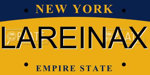 LAREINAX New York License Plate