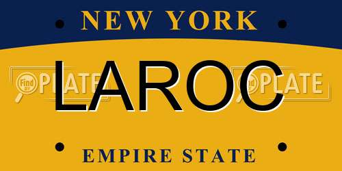 LAROC New York License Plate