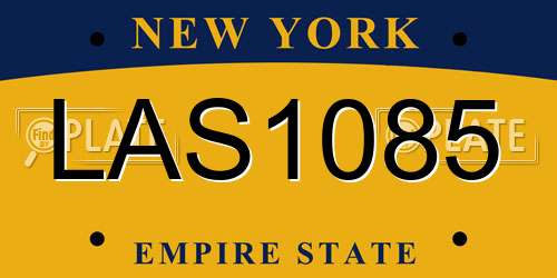 LAS1085 New York License Plate