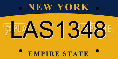 LAS1348 New York License Plate