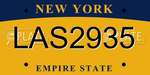 LAS2935 New York License Plate