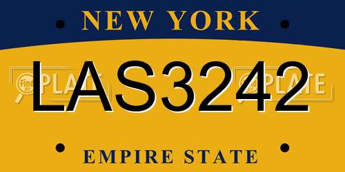 LAS3242 New York License Plate