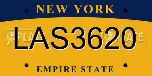LAS3620 New York License Plate