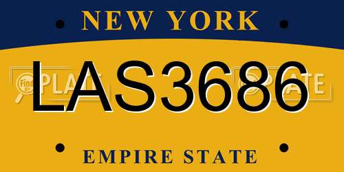 LAS3686 New York License Plate