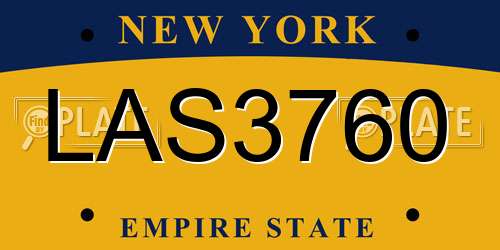 LAS3760 New York License Plate