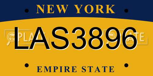 LAS3896 New York License Plate