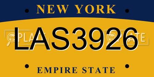 LAS3926 New York License Plate