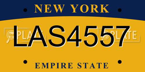 LAS4557 New York License Plate