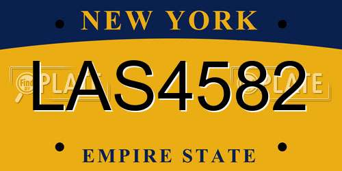 LAS4582 New York License Plate