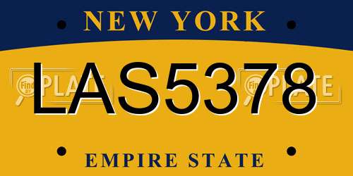 LAS5378 New York License Plate