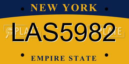 LAS5982 New York License Plate