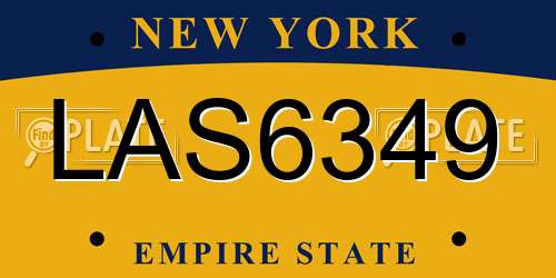 LAS6349 New York License Plate