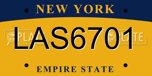 LAS6701 New York License Plate