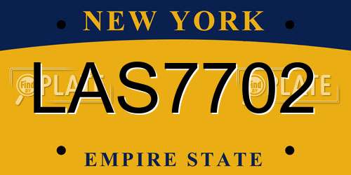 LAS7702 New York License Plate