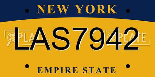 LAS7942 New York License Plate