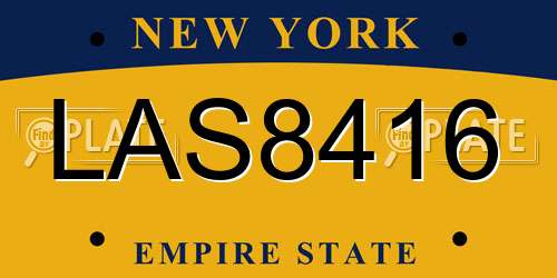 LAS8416 New York License Plate