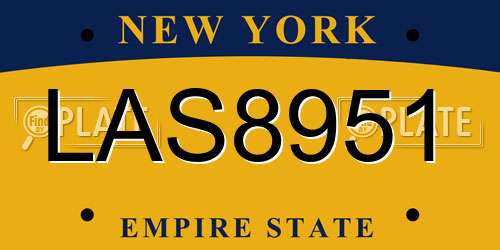 LAS8951 New York License Plate