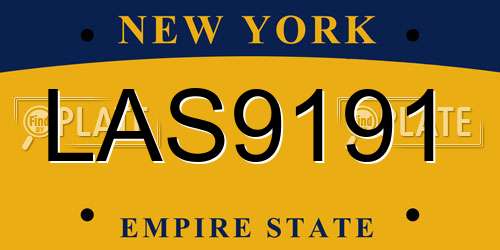 LAS9191 New York License Plate