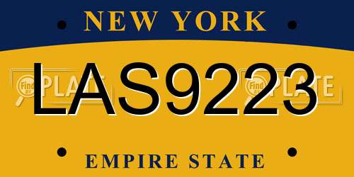 LAS9223 New York License Plate