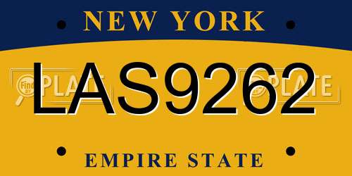 LAS9262 New York License Plate