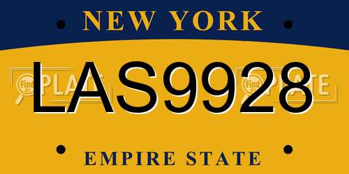 LAS9928 New York License Plate