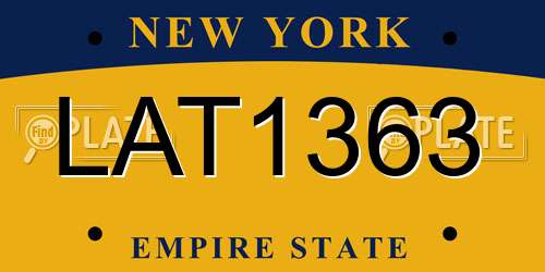 LAT1363 New York License Plate