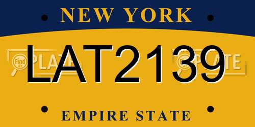 LAT2139 New York License Plate