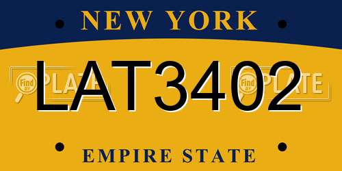 LAT3402 New York License Plate
