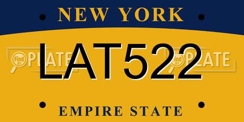 LAT522 New York License Plate