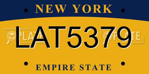 LAT5379 New York License Plate