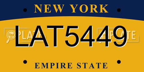 LAT5449 New York License Plate