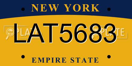 LAT5683 New York License Plate