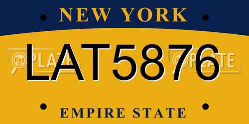 LAT5876 New York License Plate