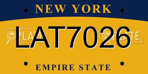 LAT7026 New York License Plate