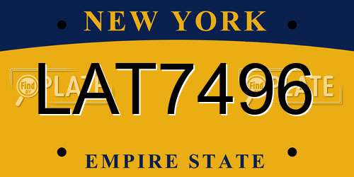 LAT7496 New York License Plate