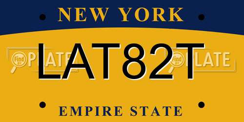 LAT82T New York License Plate