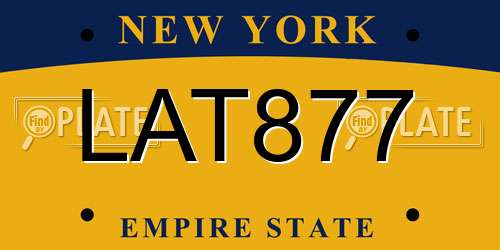LAT877 New York License Plate