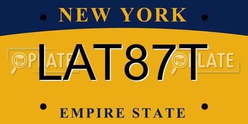 LAT87T New York License Plate