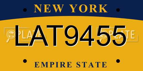 LAT9455 New York License Plate