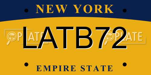 LATB72 New York License Plate