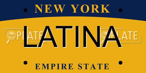 LATINA New York License Plate