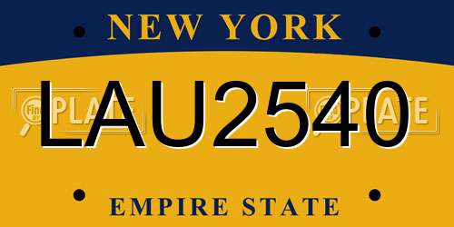 LAU2540 New York License Plate